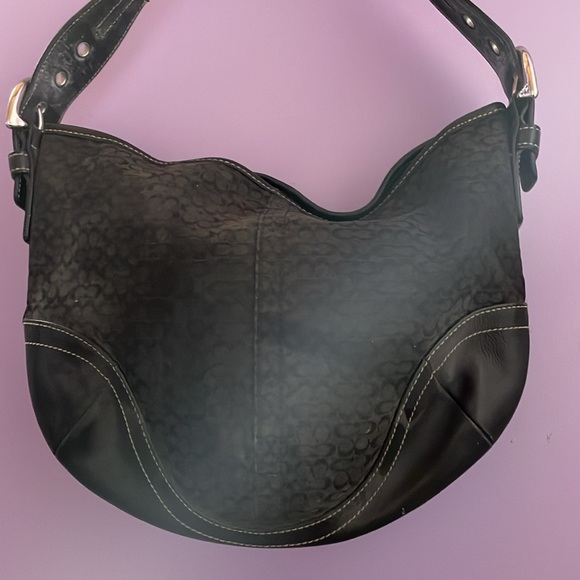 Coach Y2K Black Signature Canvas Bag in Black on Black Rare! - Picture 6 of 13